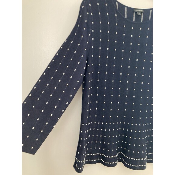 Talbots Dot Sweater Navy Blue Size SMALL Long Sleeve - Picture 3 of 8